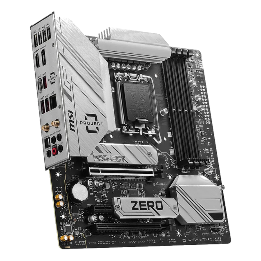 MSI B760M PROJECT ZERO — vue angle