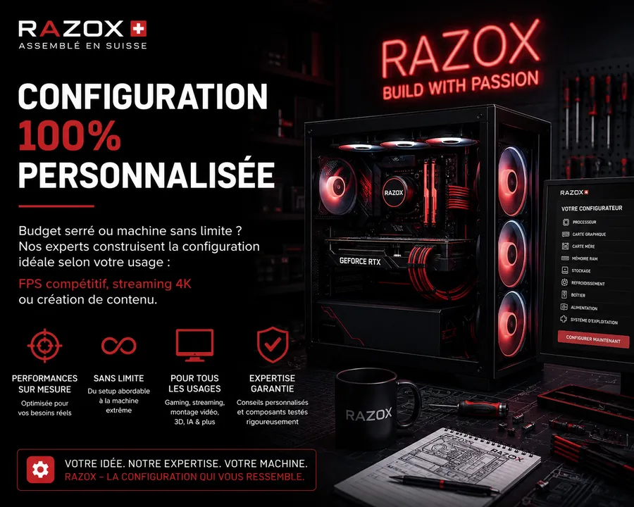 Configuration 100% personnalisée — PC gaming sur mesure selon votre usage et votre budget